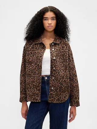 UltraSoft Leopard Denim Shirt Jacket | Gap (US)