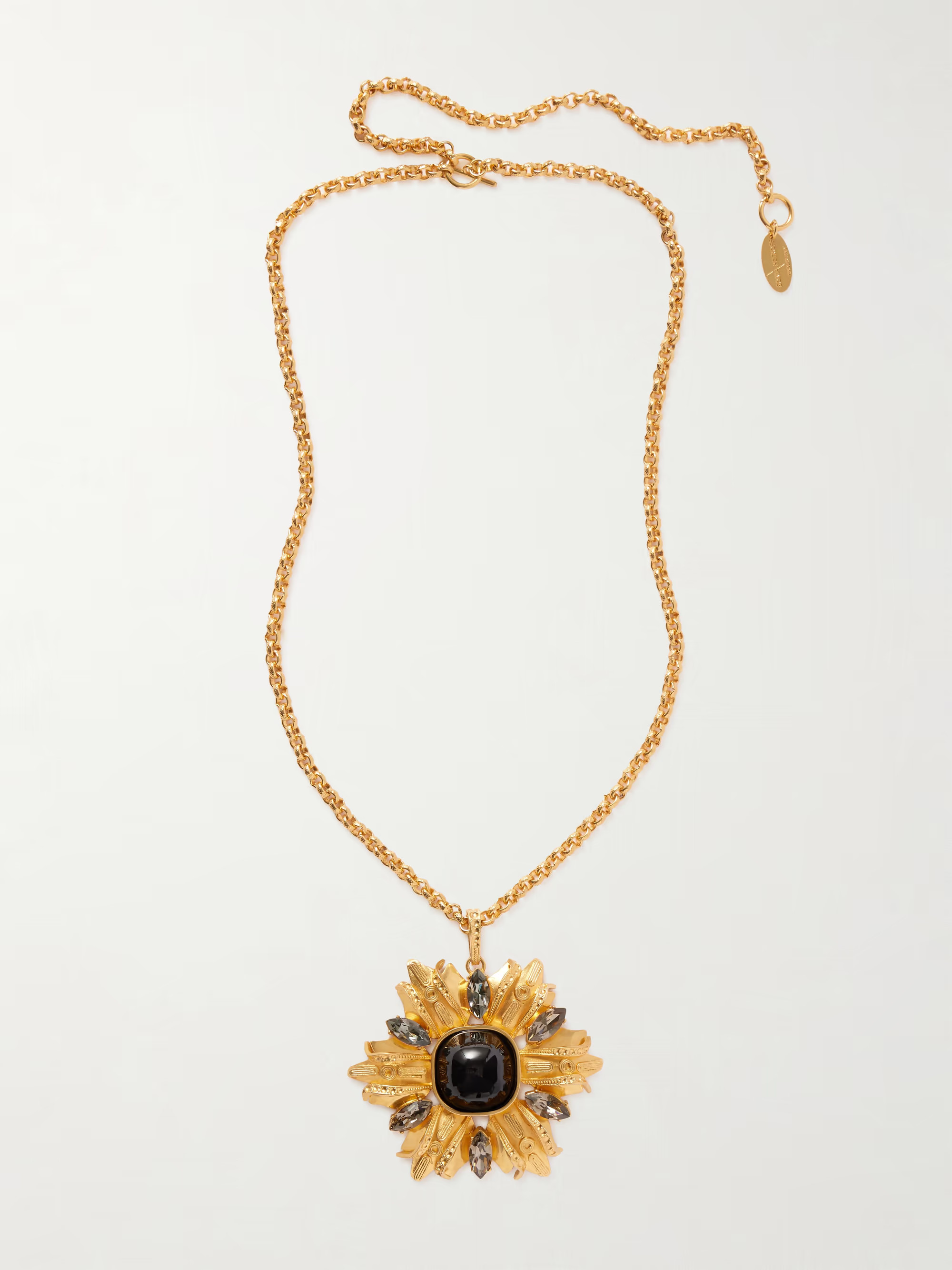 Black Lily gold-plated, enamel and Swarovski crystal necklace | NET-A-PORTER (US)
