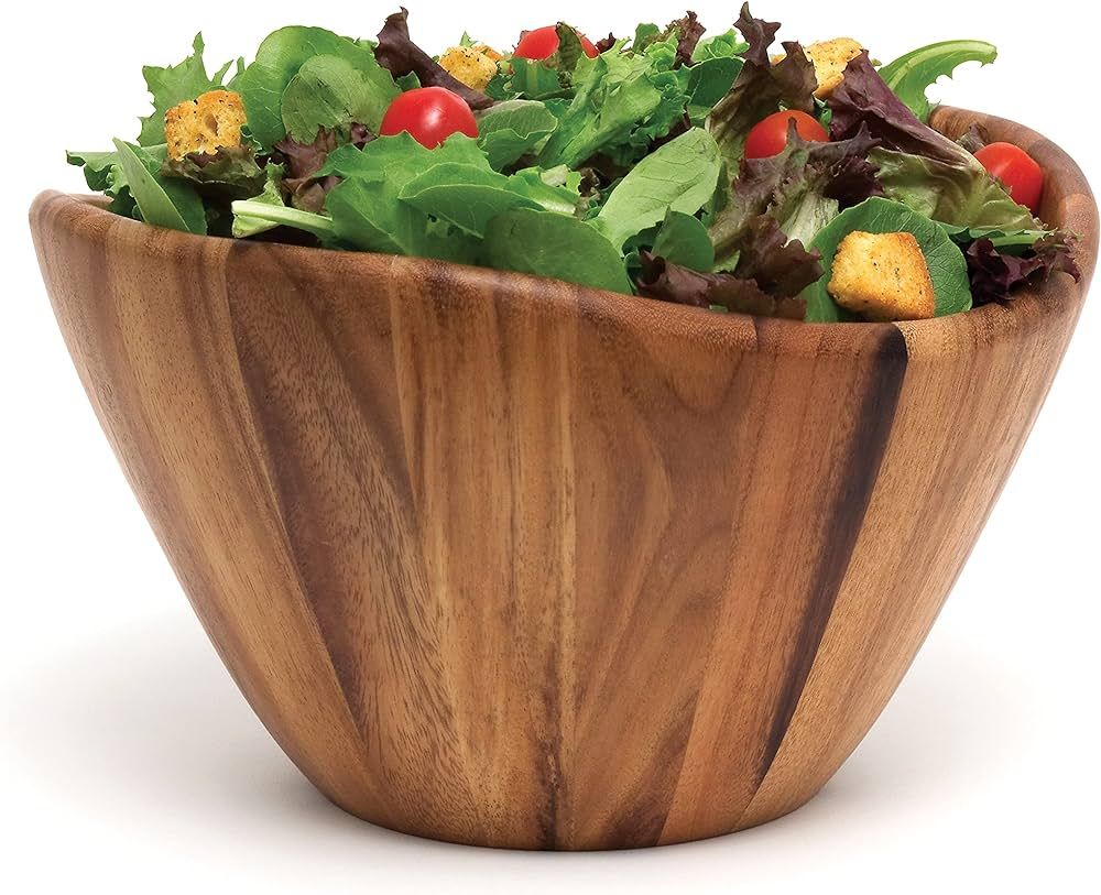 Lipper International Acacia Wave Serving Bowl for Fruits or Salads, Large, 12" Diameter x 7" Height, | Amazon (US)