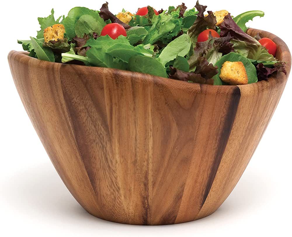 Lipper International Acacia Wave Serving Bowl for Fruits or Salads, Large, 12" Diameter x 7" Height, | Amazon (US)