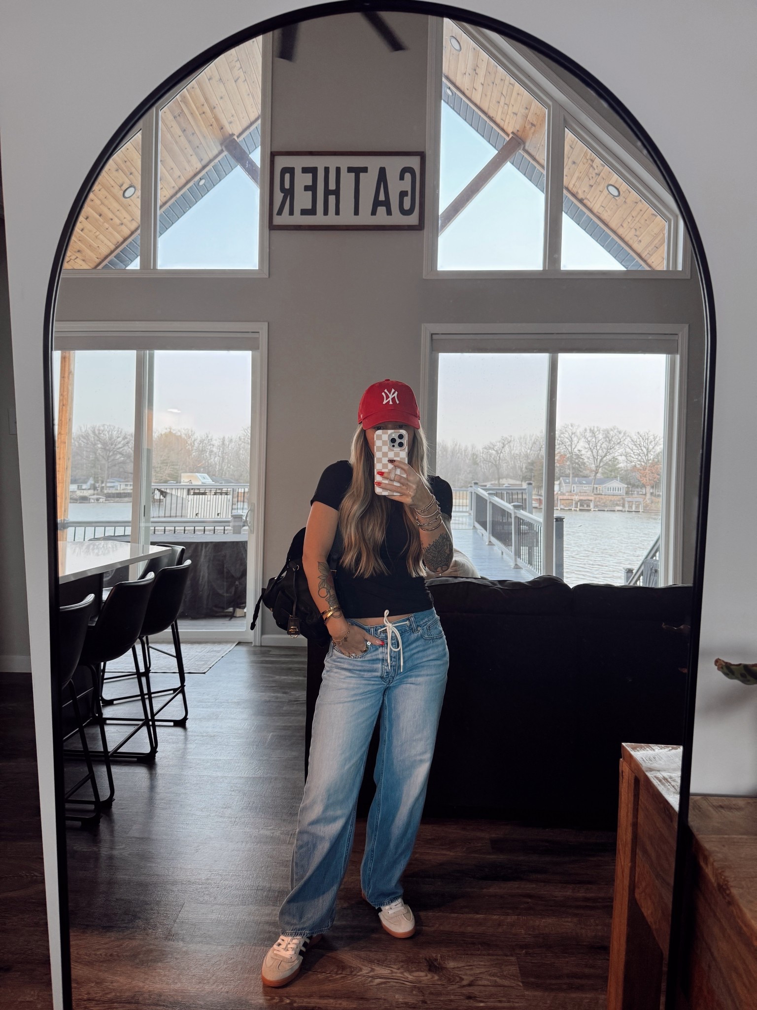 Weekend comfy ootd ♥️

Jeans run oversized so make sure you size down! I’m in a 24. 
Shoes run true to size. They are Color: 1-26434

#LTKSpringSale 

#LTKShoeCrush #LTKOver40