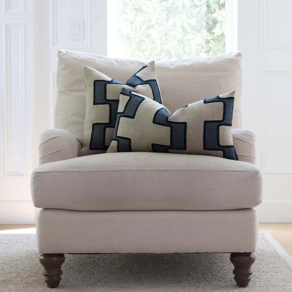 Textured Blue Linen Throw Pillow Case for Contemporary Style - Etsy | Etsy (US)