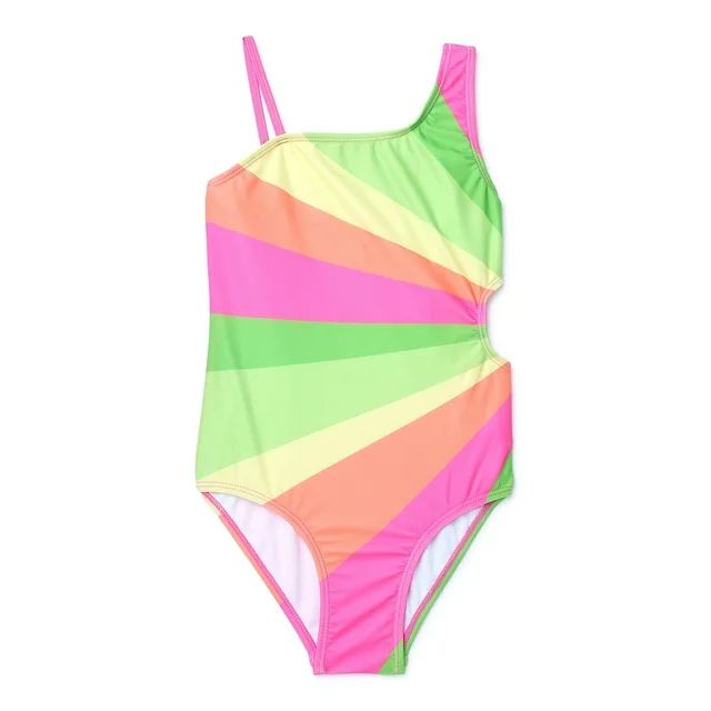 Wallflower Girls Burst Colorblock Cut Out 1-Piece Swimsuit, Sizes 4-16 | Walmart (US)