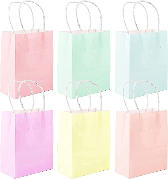 24Pcs Birthday Gift Bags Multicolor Pastel Portable Bags Party Treat Paper Kraft Favor Sweet 2.4x... | Amazon (US)