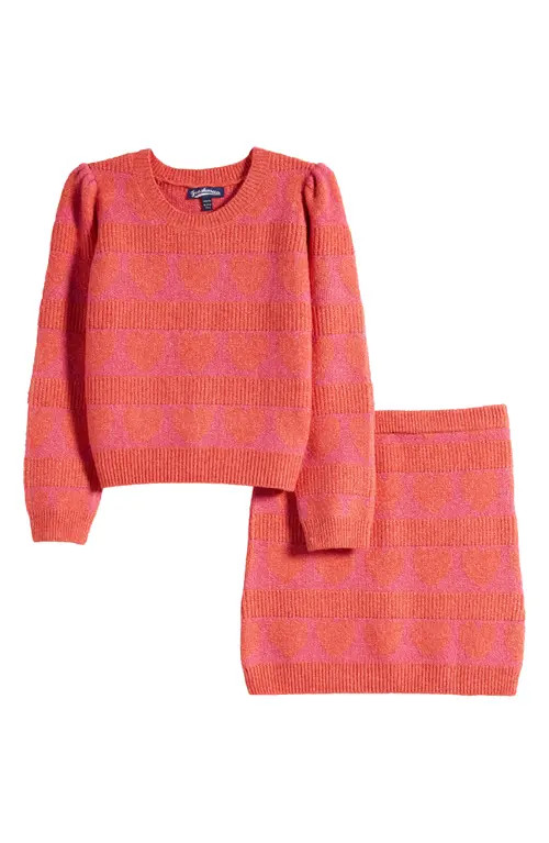 Freshman Kids' Heart Stripe Sweater & Skirt Set in Light Red at Nordstrom | Nordstrom