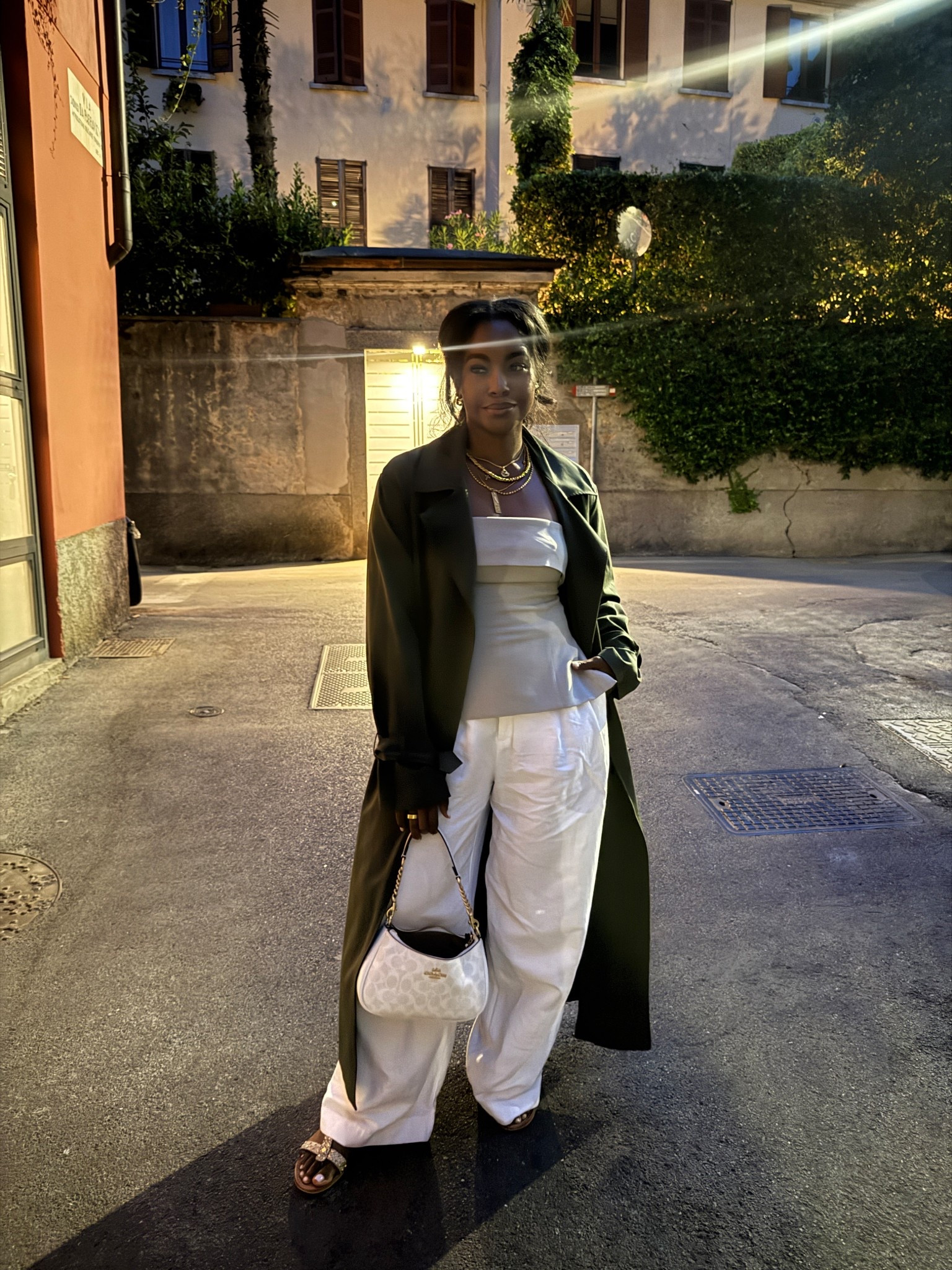 Quick dinner OOTD. Como gets pretty cool as night. Glad I decided at the last minute to grab this trench 
Top: 8
Coat: 10
Pants: 8