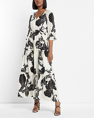 Printed Tiered Ruffle Maxi Dress | Express