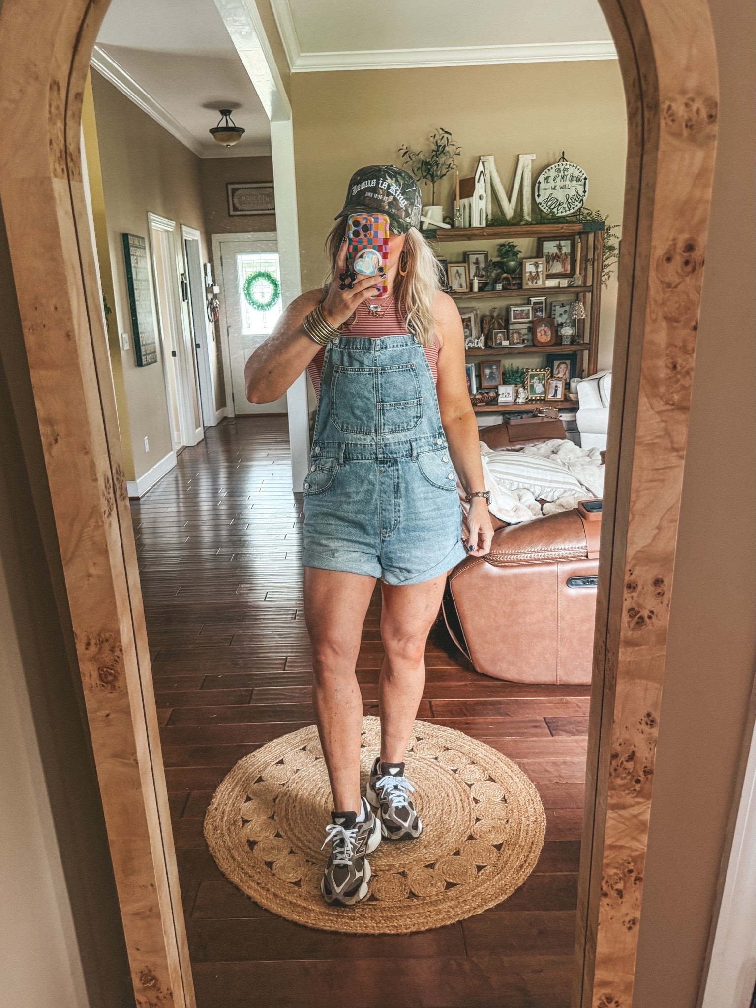 My Saturday fit 🥰
I love these overalls! I’m wearing a size medium. 
Sneaks are true to size. 
Tank is a medium.

#LTKootd #LTKgrwm #LTKOver40
