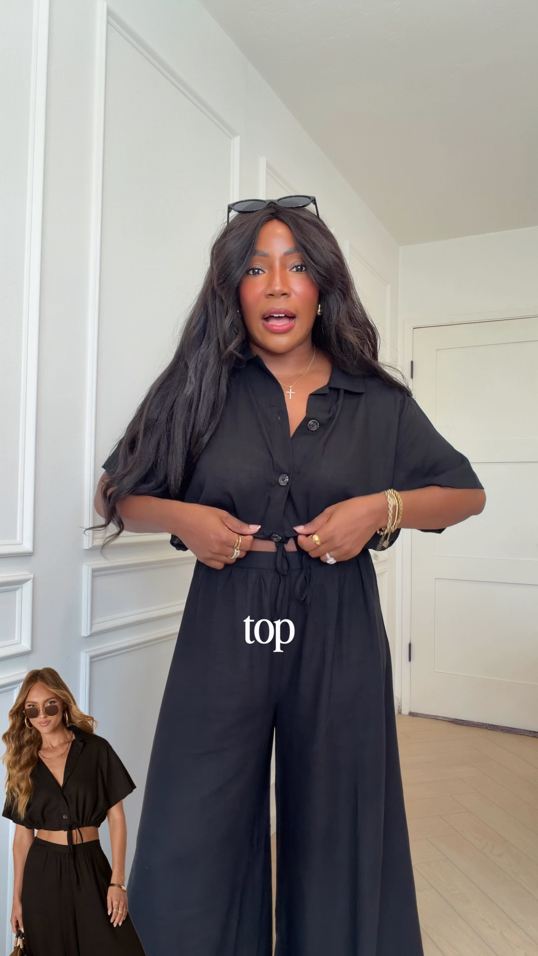 (WHITNEYW35) for 35% off! 
 Top + Bottom: size large 

Matching set, two-piece set, black outfit, casual outfit, summer outfit, mom outfit, mom fashion, button-down shirt, cropped button-down, shirt, wide leg pants, vacation outfit, vacation style, date night outfit, travel outfits, summer outfits, business casual workwear, work outfits, Whitney wiley, vici, vici collection 

#LTKootd #LTKgrwm #LTKmomlife