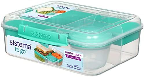 Sistema Bento Box Adult Lunch Box with 2 Compartments, Sandwhich Container, and Salad Dressing Co... | Amazon (US)