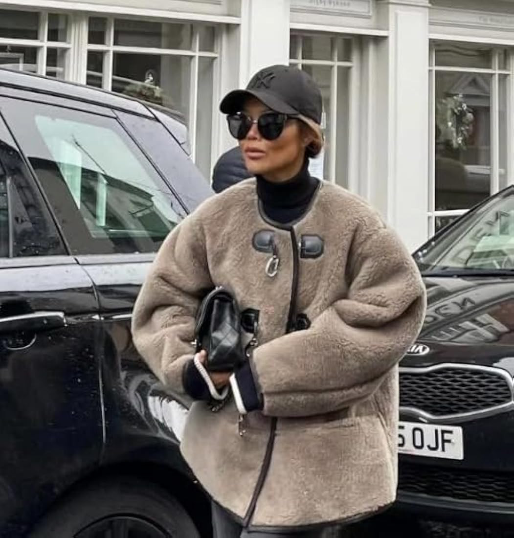 yoeasy Women's Collarless Button Down Sherpa Fleece Jacket Loose Long Sleeve Outwear Coat With Po... | Amazon (US)