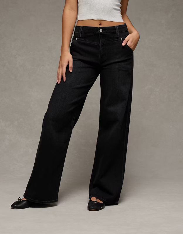 AE Dreamy Drape Stretch Super High-Waisted Baggy Wide-Leg Jean | American Eagle Outfitters (US & CA)