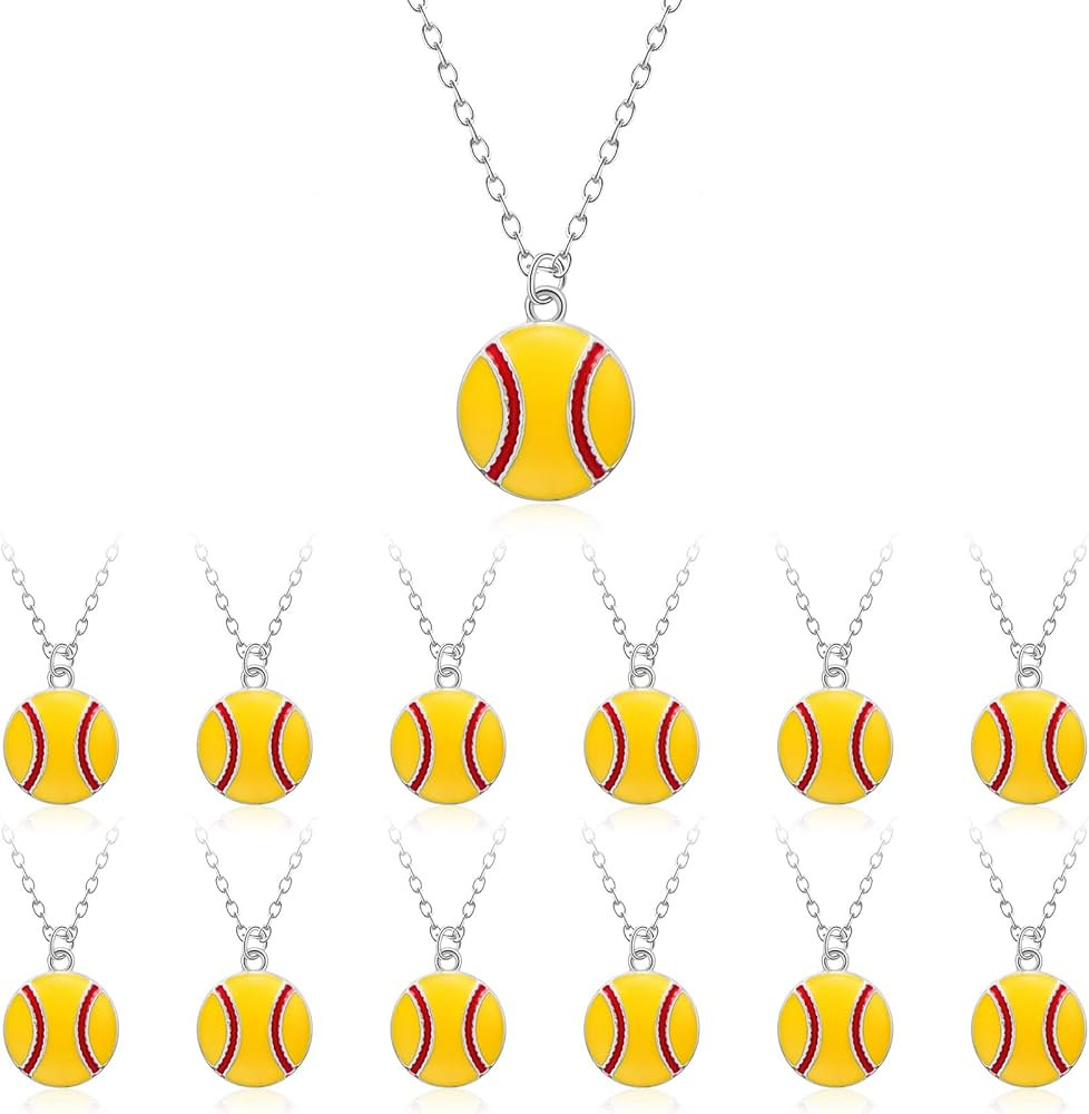 Inbagi 12 Pcs Sport Theme Necklace Gifts Bulk Softball Cheer Baseball Volleyball Necklace Jewelry... | Amazon (US)
