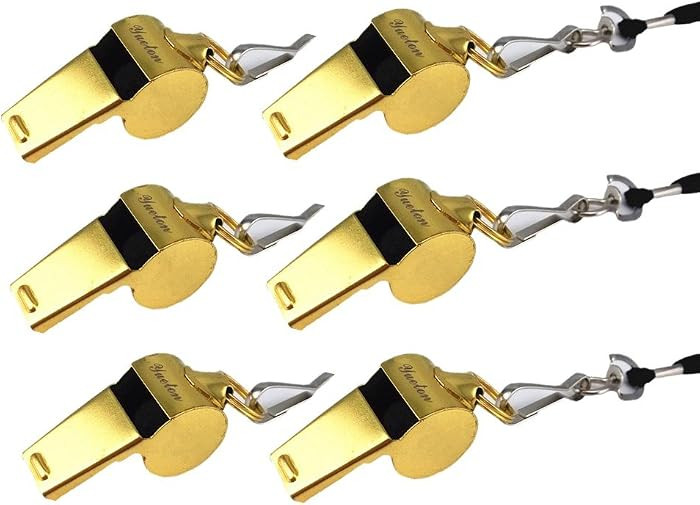 yueton Stainless Steel Loud Sport Coach Emergency Whistles with Lanyard, Pack of 6 | Amazon (US)
