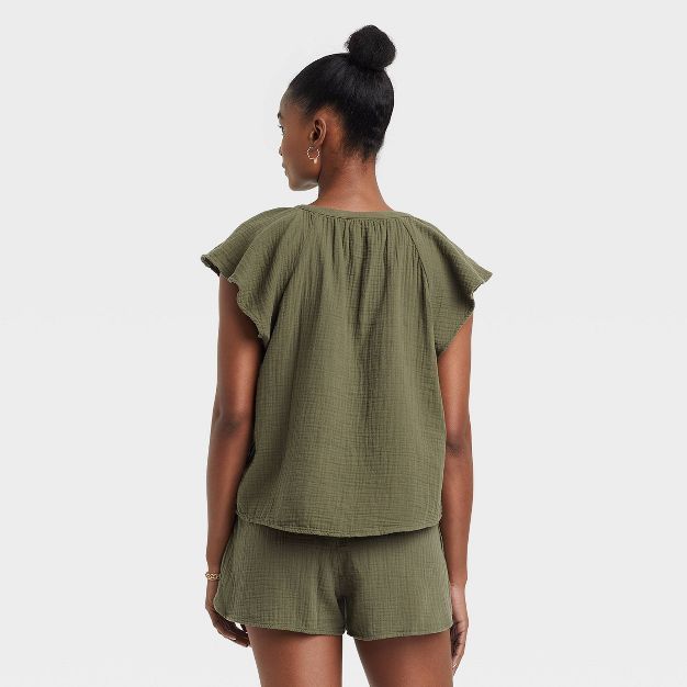 Women's Flutter Short Sleeve Blouse - Universal Thread™ | Target