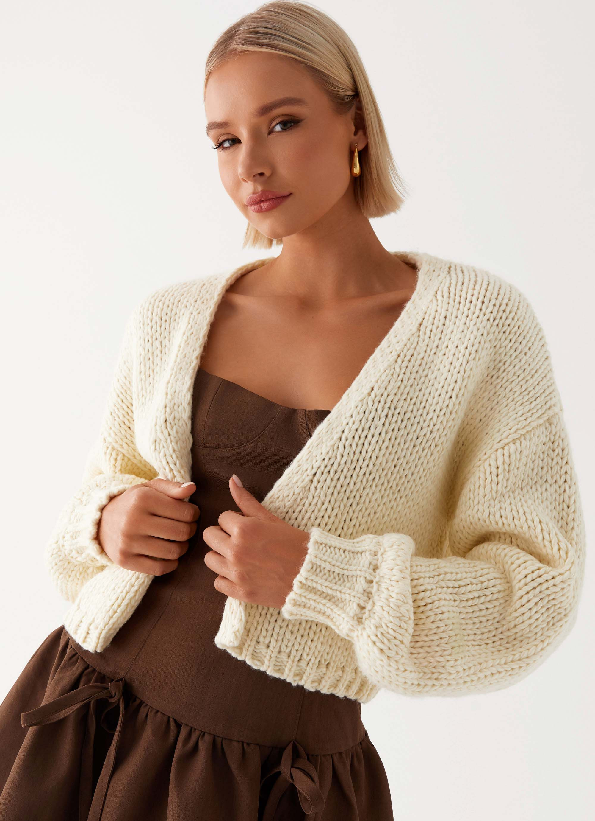 Jasleen Knit Cardigan - Ivory | Peppermayo (Global)