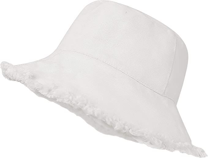 Bucket-Hat-Distressed Washed-Cotton Summer-Sun-Hat Solid Wide Brim Fisherman Cap (Size: 7 1/8) | Amazon (US)