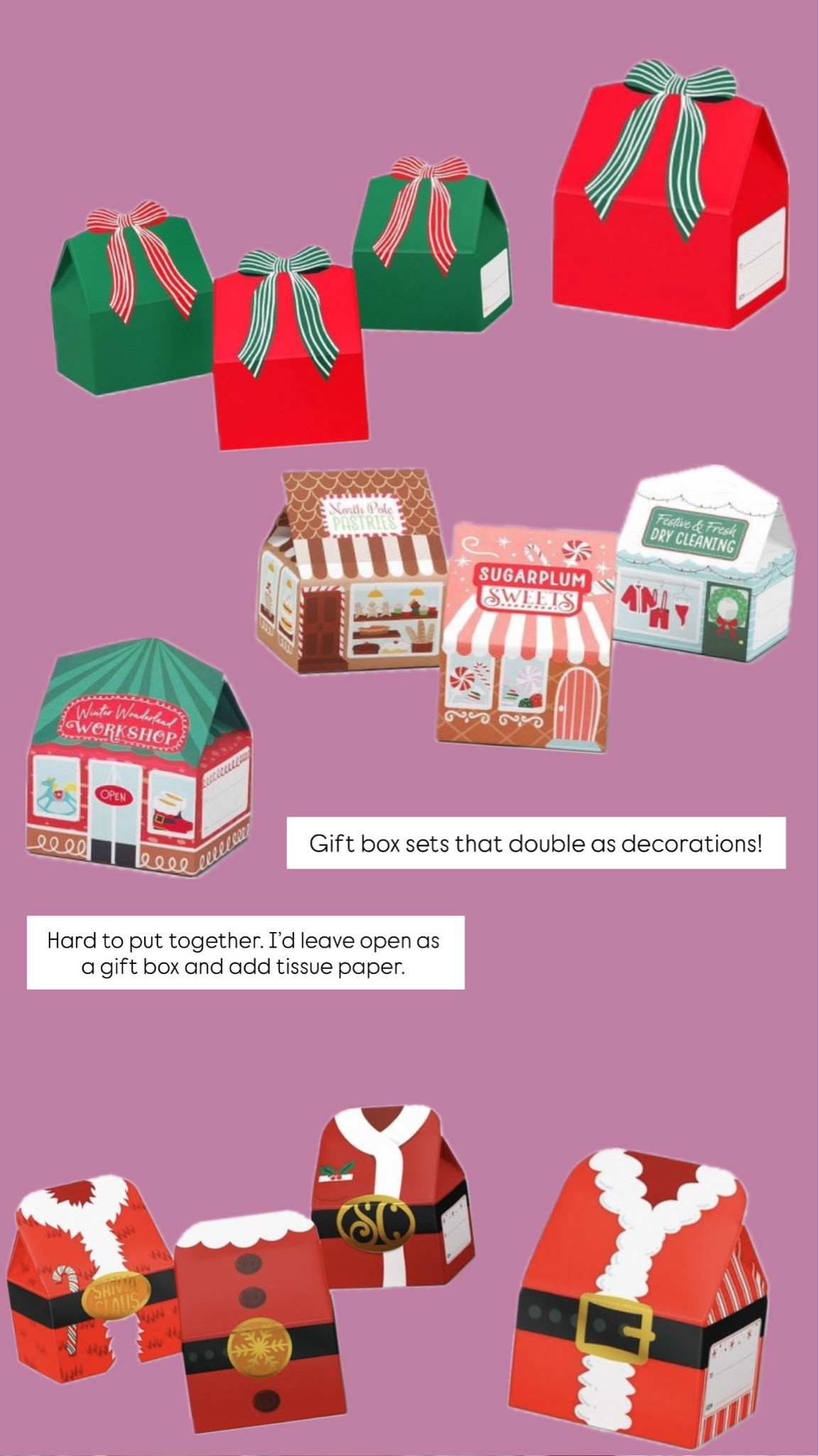 Small gift box sets. Hard to put together so I’d leave the top open and add tissue paper! Cute as decor too! 

#LTKGiftGuide #LTKHoliday #LTKdayinmylife