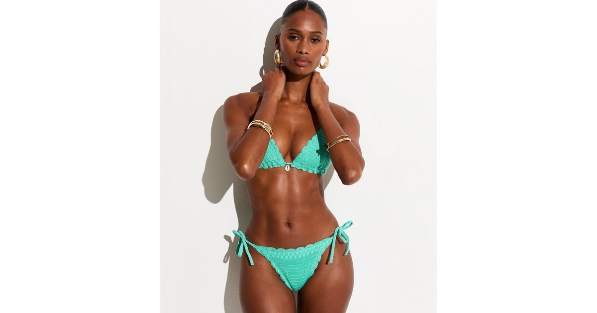 Turquoise Crochet Side Tie Bikini Bottoms | New Look | New Look (UK)