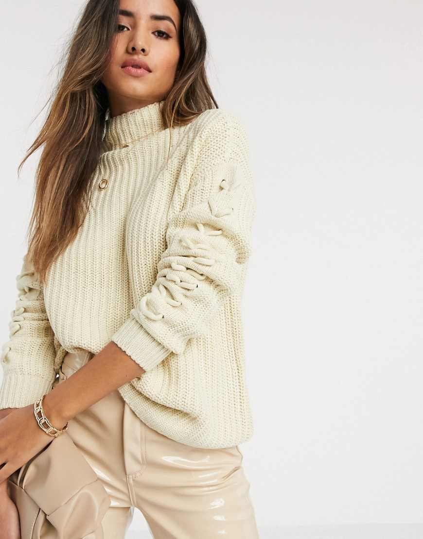Vero Moda high neck cable knit jumper in cream | ASOS (Global)