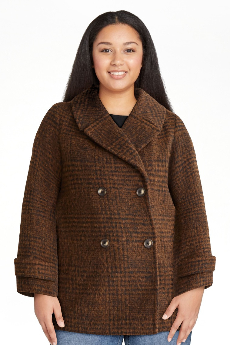 Time and Tru Women's and Women's Plus Faux Wool Peacoat, Sizes XS-2X | Walmart (US)