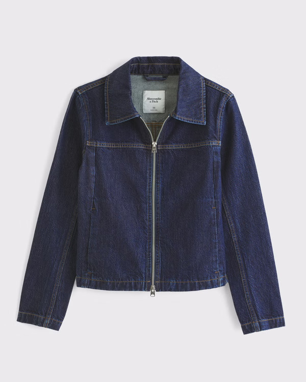 Slim Double-Zip Denim Jacket | Abercrombie & Fitch (US)