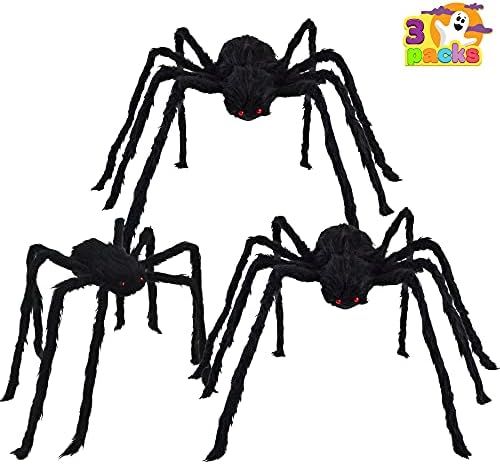 Large Halloween Hairy Spiders(3 Pack), Halloween Spider Props, Scary Spiders with Large Size for ... | Amazon (US)