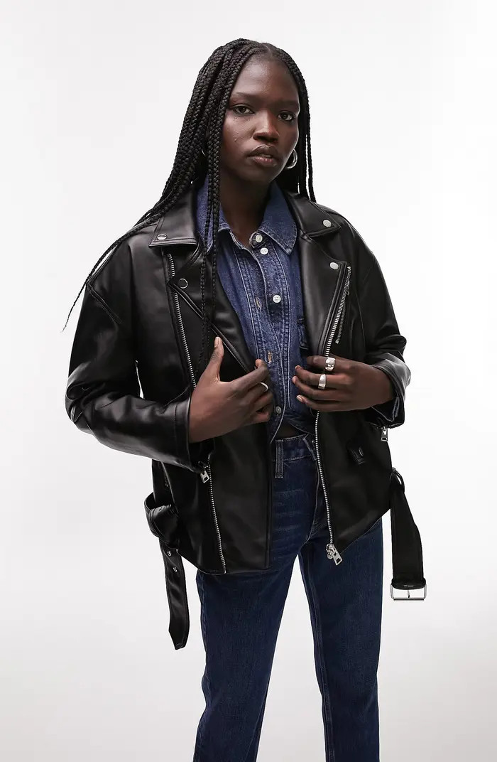 Oversize Faux Leather Biker Jacket | Nordstrom
