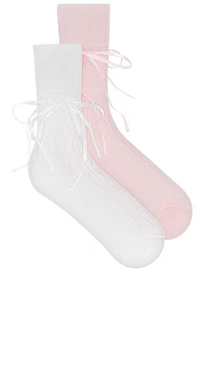 Prep Ribbon Sock Set in Pink & Ivory | Revolve Clothing (Global)