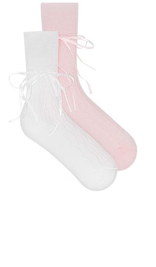 Prep Ribbon Sock Set in Pink & Ivory | Revolve Clothing (Global)