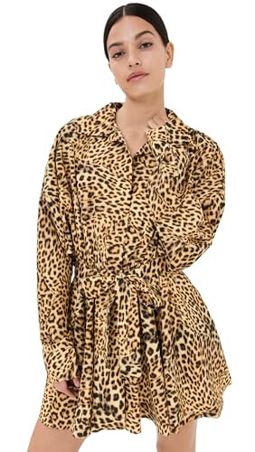 Norma Kamali Women's Super Oversized Flared Mini Dress, Cheetah Patch, Tan, Print, S | Amazon (US)