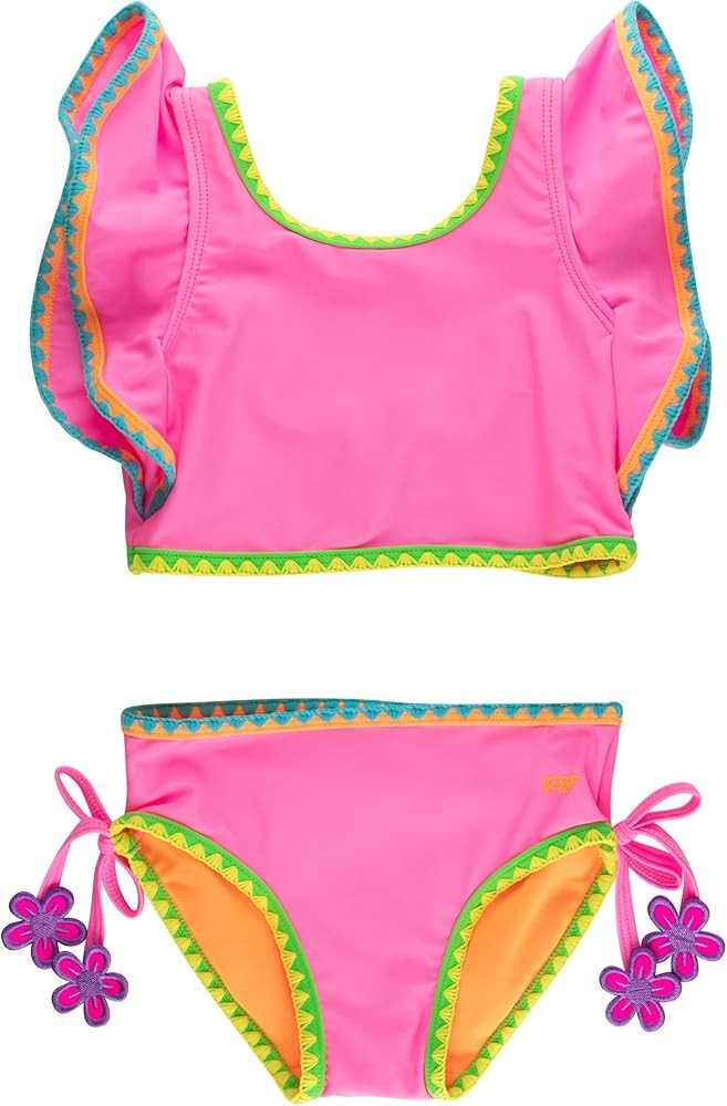 RuffleButts Girls UPF50+ Crochet Detail Butterfly Tankini 2-Piece Swimsuit | Amazon (US)