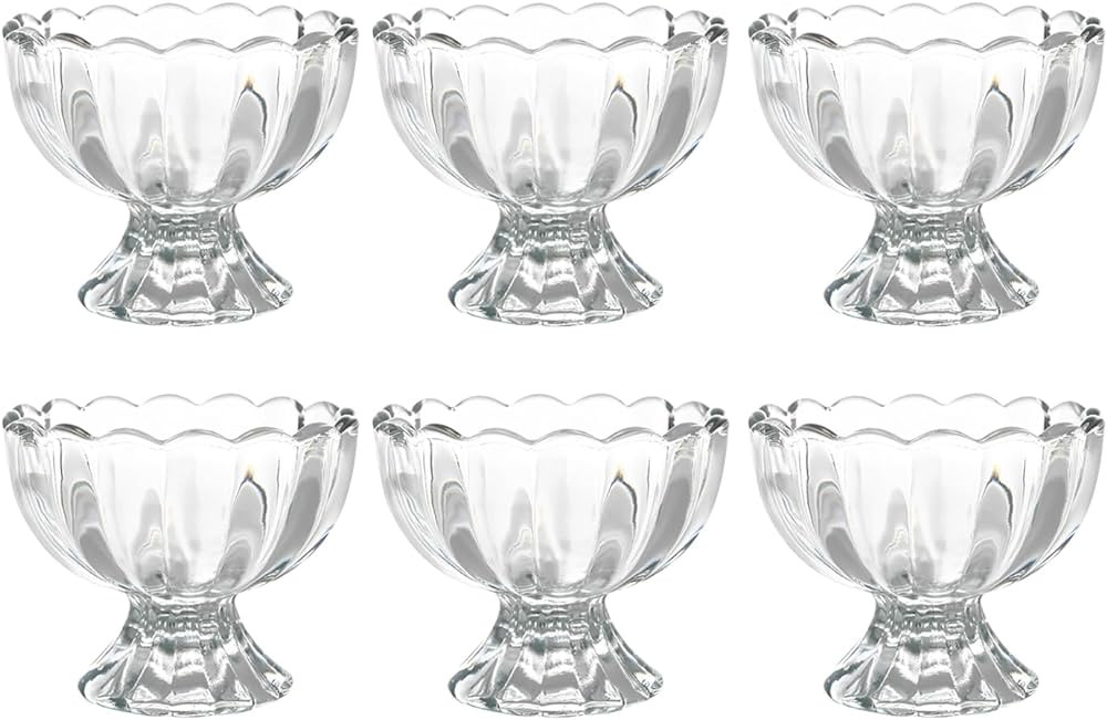 Iced Cream Dessert Bowl，Set of 6，6oz Vintage Glass ware with Heavy Base, Drinking Cup for Sun... | Amazon (US)