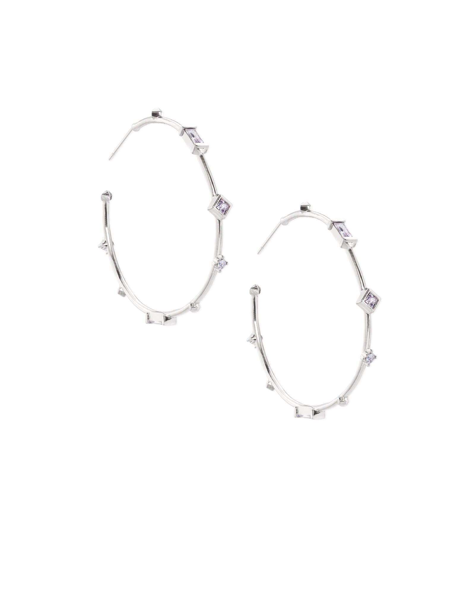 Rhoan Silver Hoop Earrings in Lilac Mix | Kendra Scott