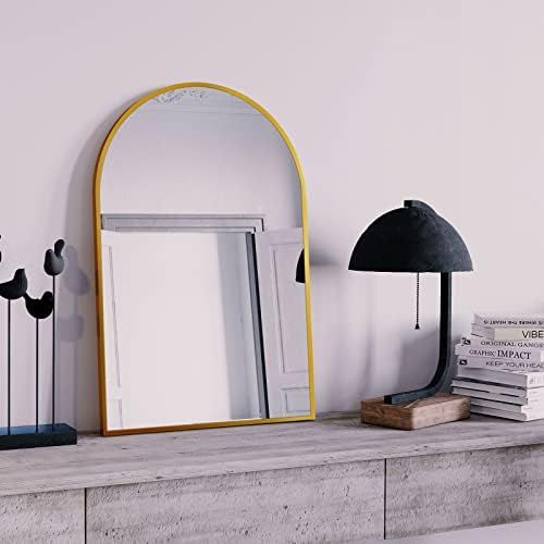 HARRITPURE 20" x 30"Wall Mounted Mirror Arch Mirror for Bathroom,Vanity Mirror Aluminum Alloy Met... | Amazon (US)