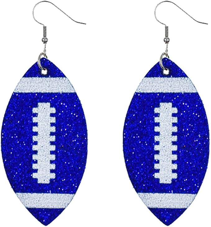 Glitter Faux Leather Football Drop Dangle Earrings for Women Girls Gift Accessories Football Jewe... | Amazon (US)