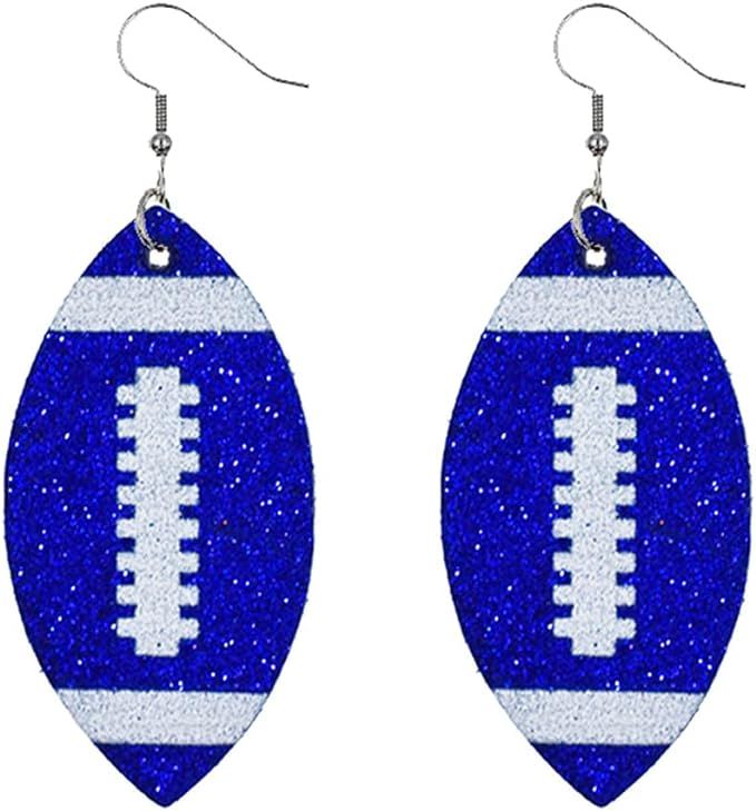 Glitter Faux Leather Football Drop Dangle Earrings for Women Girls Gift Accessories Football Jewe... | Amazon (US)