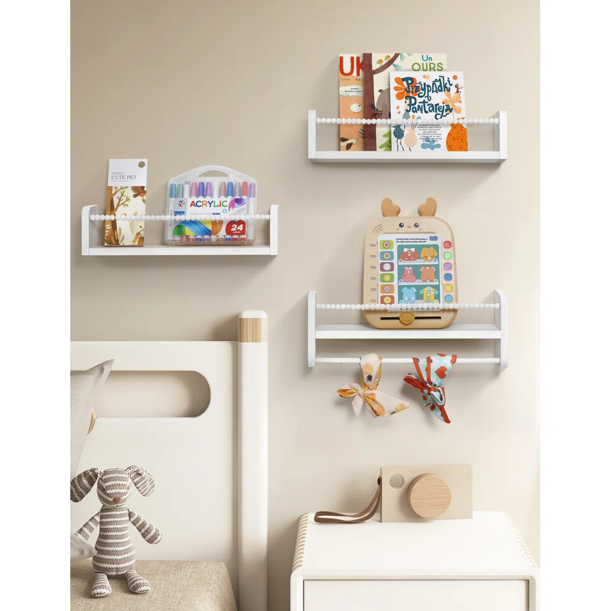 Nursery Floating Shelves For Wall, Set Of 3 Book Shelves (Set of 3) | Wayfair North America