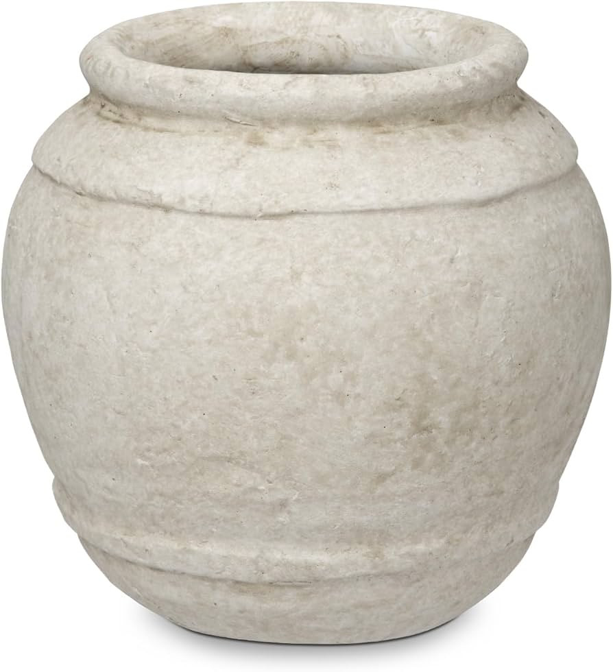 Briful 5.91'' Large Ceramic Rustic Vase Shabby Vintage Textured Vase, 4.72'' Wide Mouth Pampas Ja... | Amazon (US)