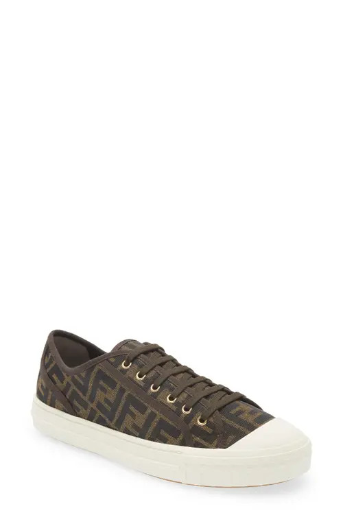 Fendi FF Domino Low Top Sneaker in Brown/Black at Nordstrom, Size 7 | Nordstrom
