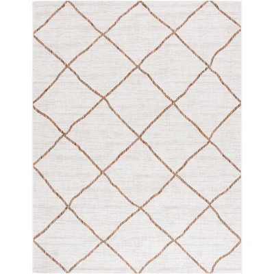 Courtyard CY8635 UV & Stain Resistant Non-Shedding Power Loomed Indoor/Outdoor Area Rug - Ivory/Brown - 9'x12' - Safavieh | Target
