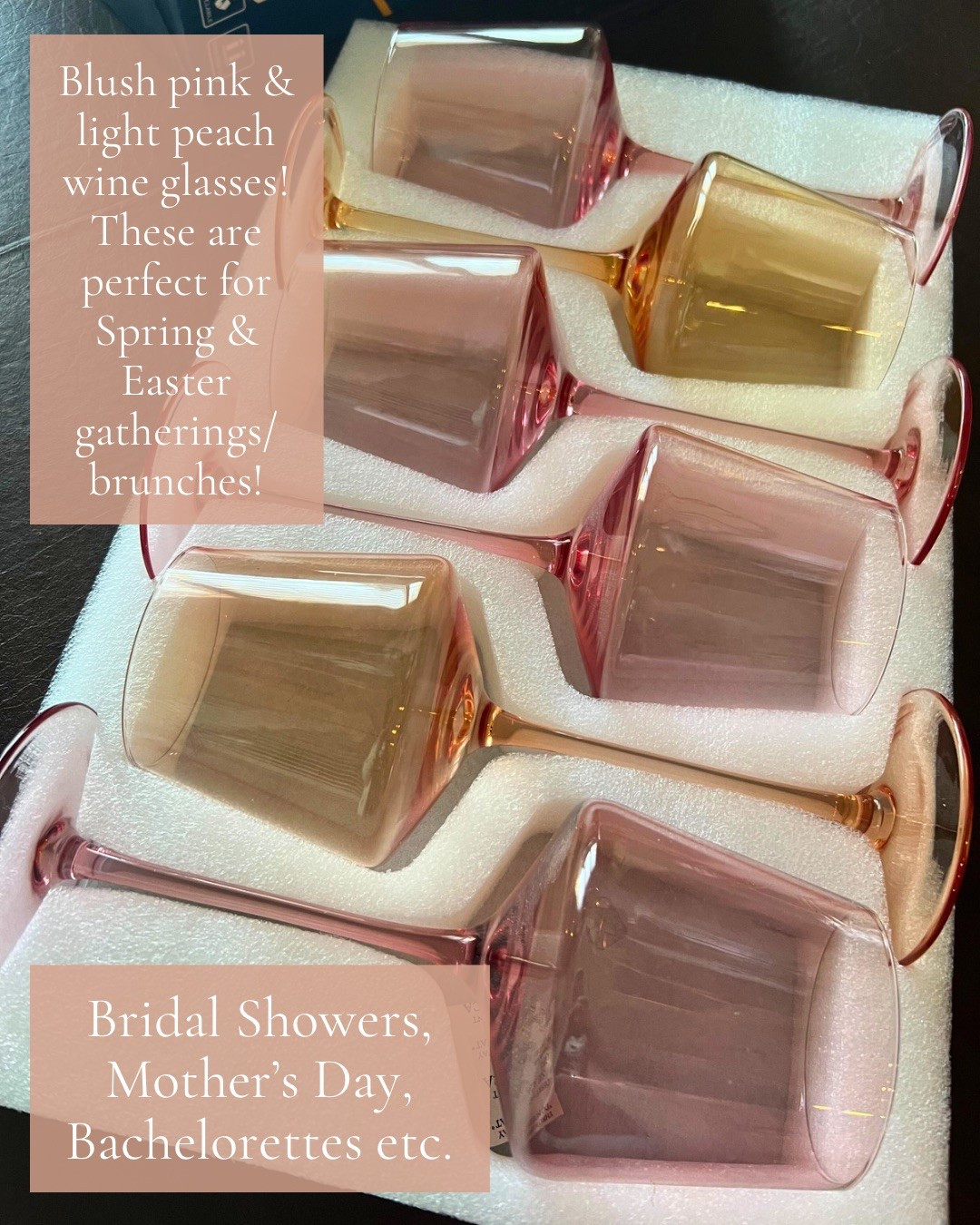 Pink and peach wine glasses from Amazon! Perfect for spring and Easter gatherings and brunches. Bridal showers, Mother’s Day, Bachelorette parties etc. #springfavorites2025 #amazonhome

#LTKHome #LTKSaleAlert #LTKSeasonal