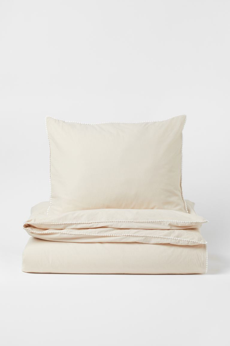 Decorative-trim single duvet cover set | H&M (UK, MY, IN, SG, PH, TW, HK)