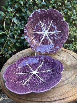 TWO Rare Purple BORDALLO PINHEIRO Cabbage Luncheon Plates 9.25” | eBay US