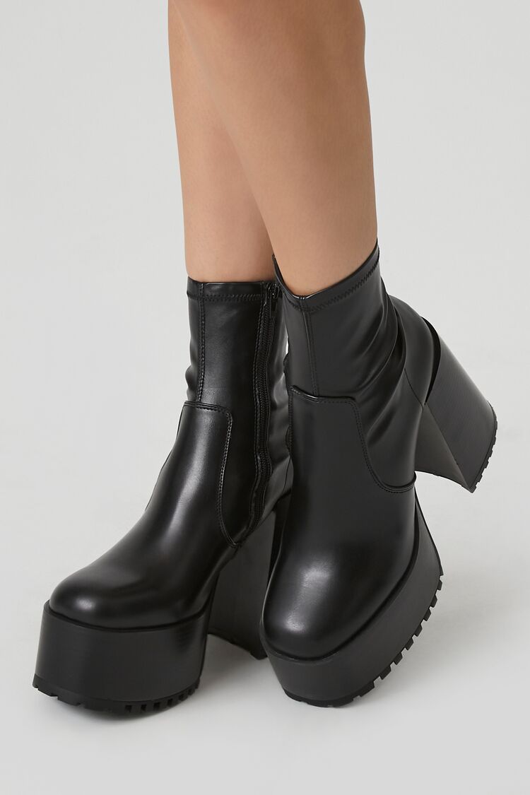 Faux Leather Platform Lug-Sole Booties | Forever 21 | Forever 21 (US)