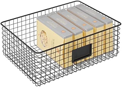mDesign Wire Storage Basket — Wire Basket with Label Slot for Storing Items — Metal Basket for Kitch | Amazon (UK)
