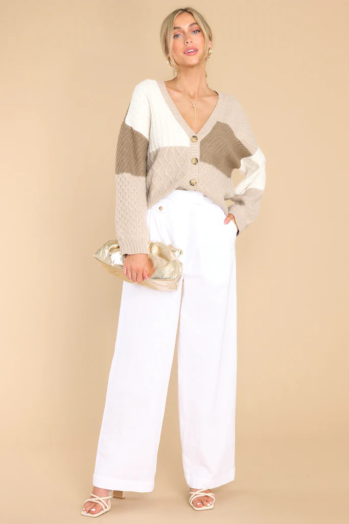 Fireside Cutie Taupe Colorblock Cardigan | Red Dress 