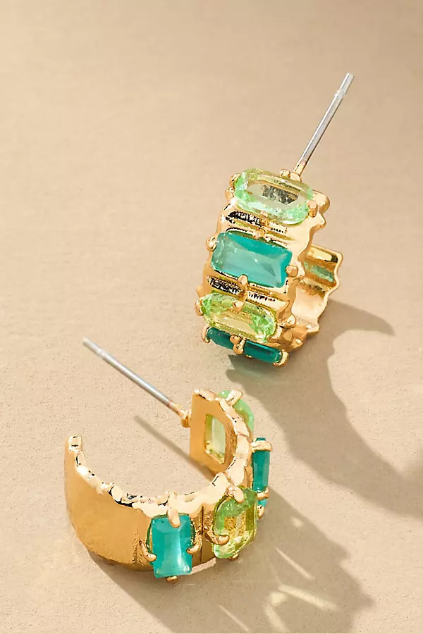 Crystal Baguette Huggie Hoop Earrings | Anthropologie (US)