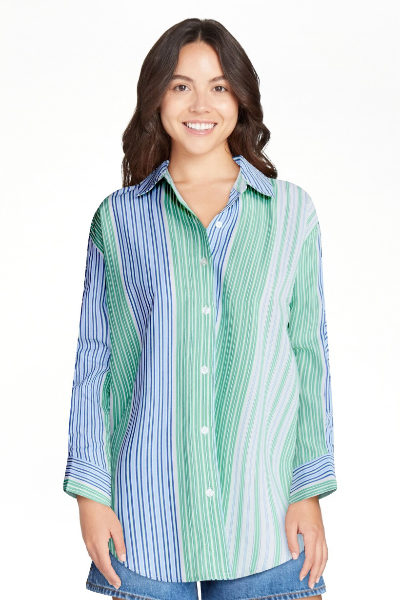 Free Assembly Women's and Women's Plus Relaxed Button Down Cotton Shirt with Long Sleeves, Sizes ... | Walmart (US)