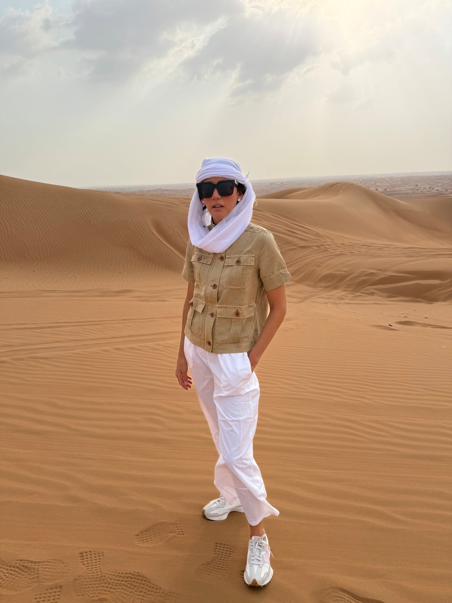 And Just Like That, we were walking through endless sun-drenched velvet sand dunes and desert rose 🏜️ 

✔️ Make sure you book a private tour that picks you up and drops you off at your hotel for easiness and comfort 
✔️ The highlight of the desert safari was the velvet dune bashing. Driving through the dessert at various speeds was on point! 
✔️ More details on mariaonpoint.com

#dubai #dubaidesert #desertsafari 

#LTKTravel #LTKStyleTip #LTKSummerEdit